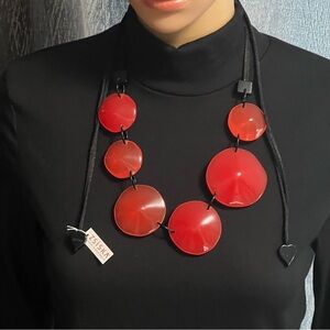 2020 Zsiska Free Length Resin Orange Statement Necklace Adjustable NWT